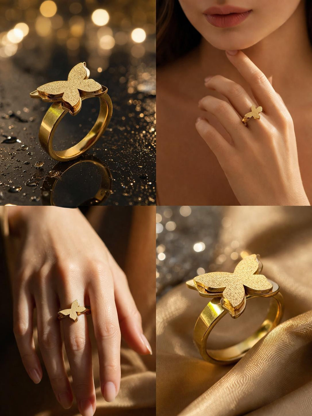 Elegant Butterfly Statement Ring (Premium Gold Finish)