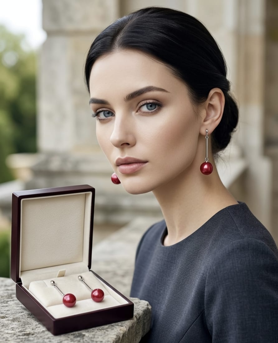 Cherry Drop Earrings – Minimal Statement Pair