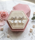 Elegant Bow Pearl Drop Earrings